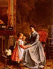 Anne-francois-louis Paintings - The New Nanny by Francois-Louis Lanfant de Metz